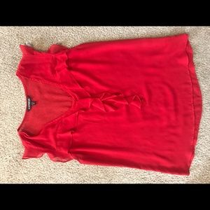 Red ruffle blouse